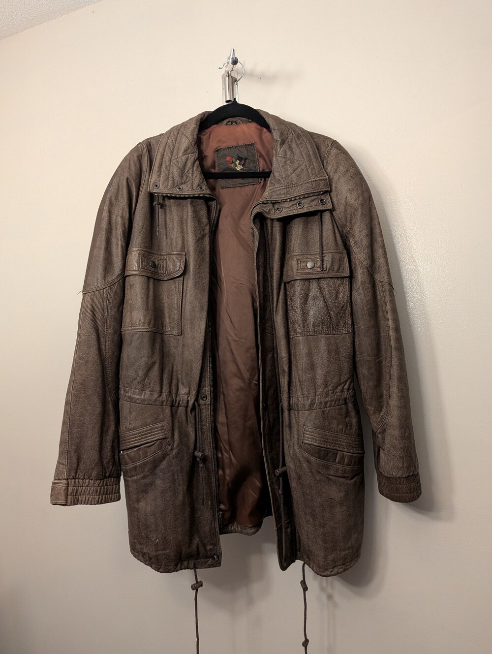 Vintage Dinno Gallucci Men XL Multi Toned Brown Leather Field Utility Jacket